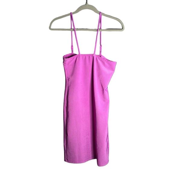 Fashion Nova Purple Ribbed Tank Dress Spaghetti Straps and Shelf Bra Size LG - Picture 1 of 8